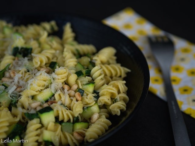 recette de pâtes d'Alsace à la courgette, basilic et citron