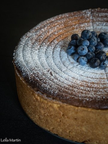 recette d'une tarte au fromage blanc aux myrtilles