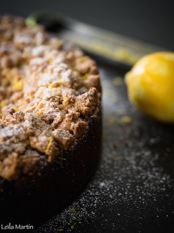 recette de gâteau crazy streusel aux myrtilles et au citron