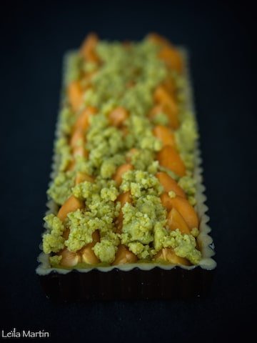 recette de tarte streusel abricots et crème de pistache