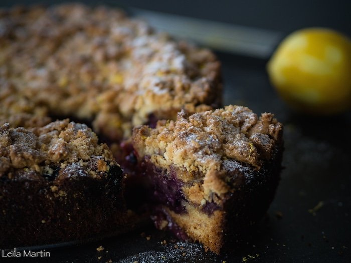 recette de gâteau crazy streusel aux myrtilles et au lemon cure