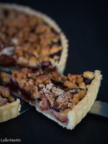 recette de tarte streusel aux quetsches alsacienne avec crème d'amande à la cannelle
