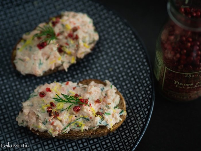 recette de rillettes de truite au fromage frais et au Bibeleskaes