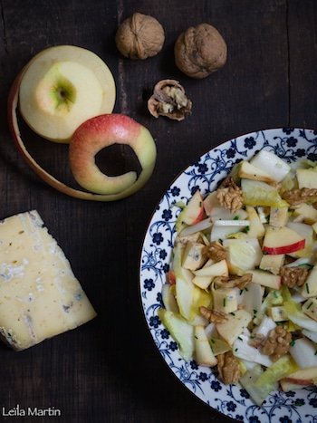 recette de salade d'endive, aux pommes, bleu des Vosges et noix