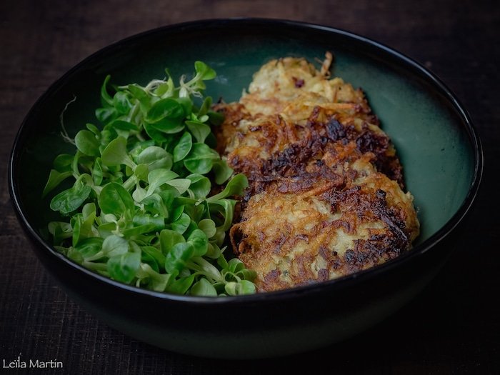 recette de galettes de pommes de terre, choucroute et lardons