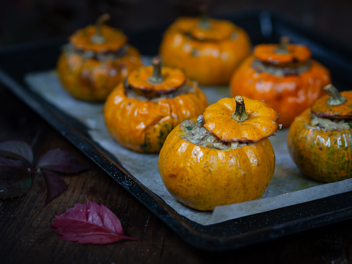 Recette de courges Little be Jack farcies aux champignons et au munster